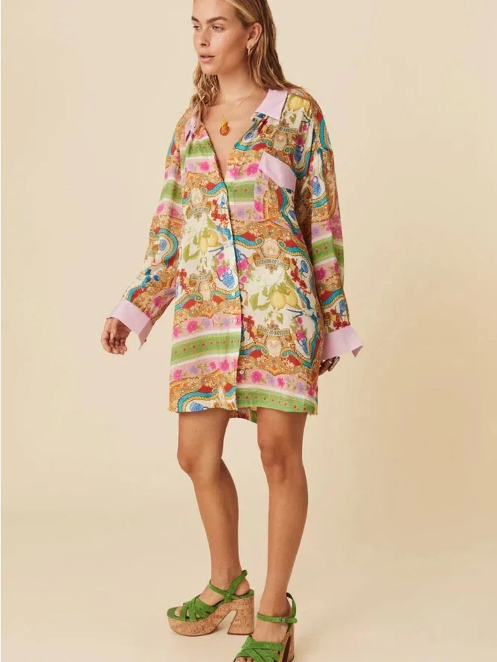 Spell Maddelena Shirt in Mosaic - Multicolor Paisley Button-Up Shirt - Picture 1 of 6